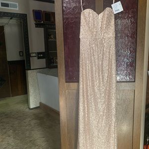 Amsale, rose gold, sequined dress. Size 2. NWT